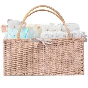 Pink Baby Diaper Caddy Organizer Nursery Storage Basket Divider